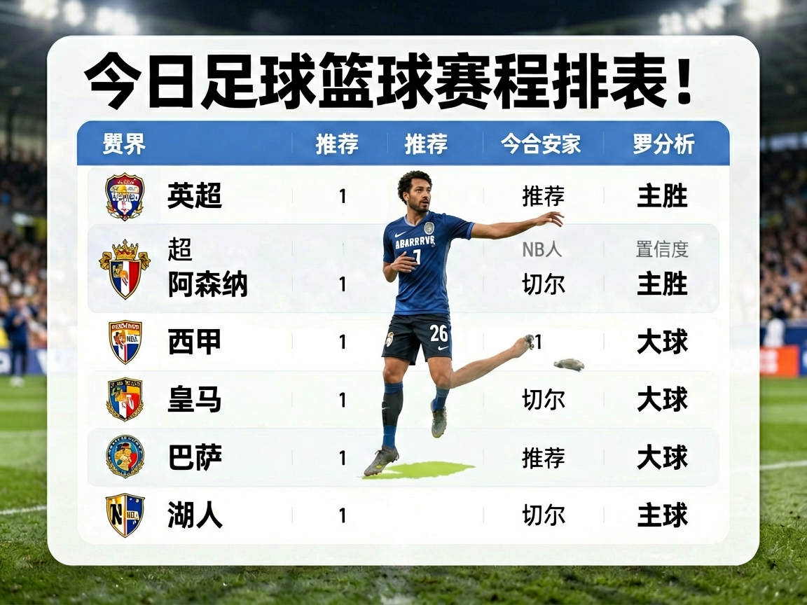 今日足球篮球赛程安排表